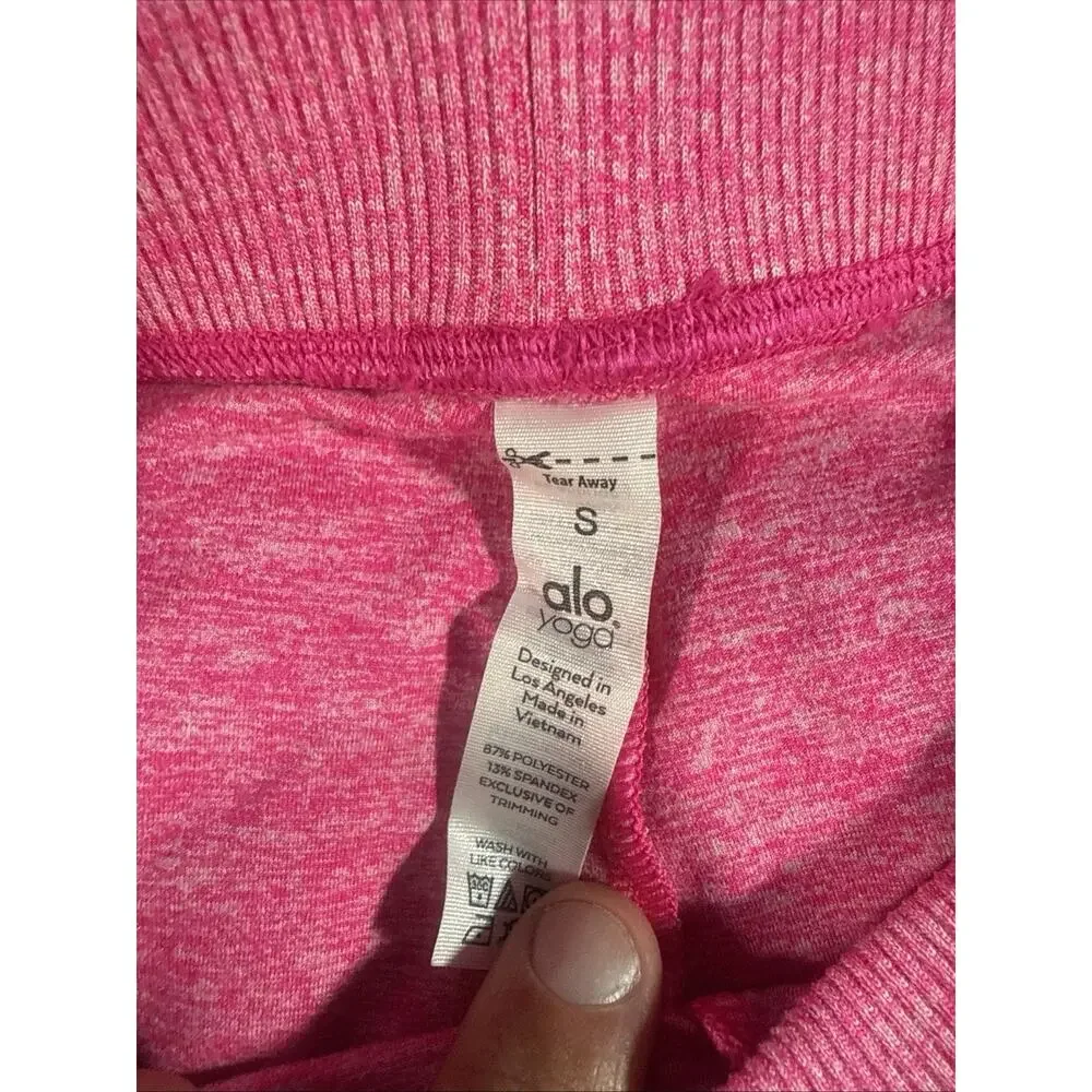 Alo Yoga Women's Size S High Waist Alosoft Iconic 90’s Capri Heather Neon Pink